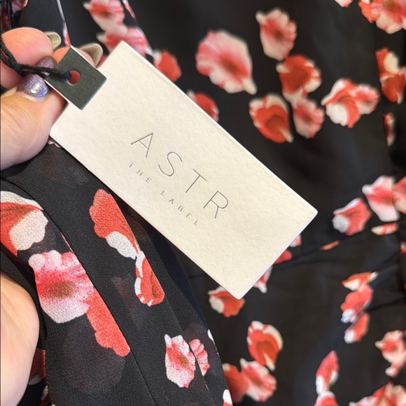 NWT Aster the label Black Floral Ruched Dress Size M - Picture 11 of 15
